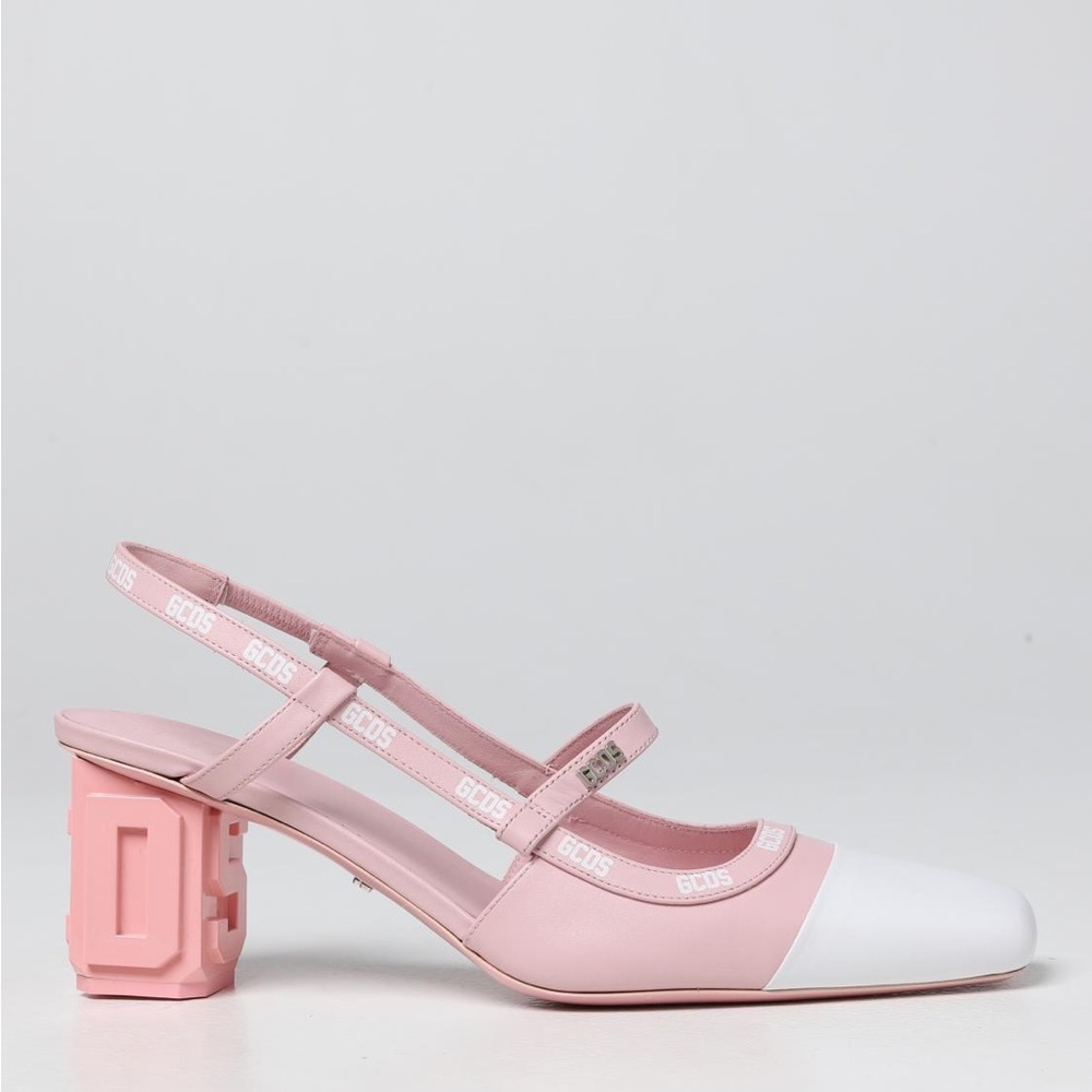 GCDS Lilit Two-tone Slingback Pumps In Pink NEW